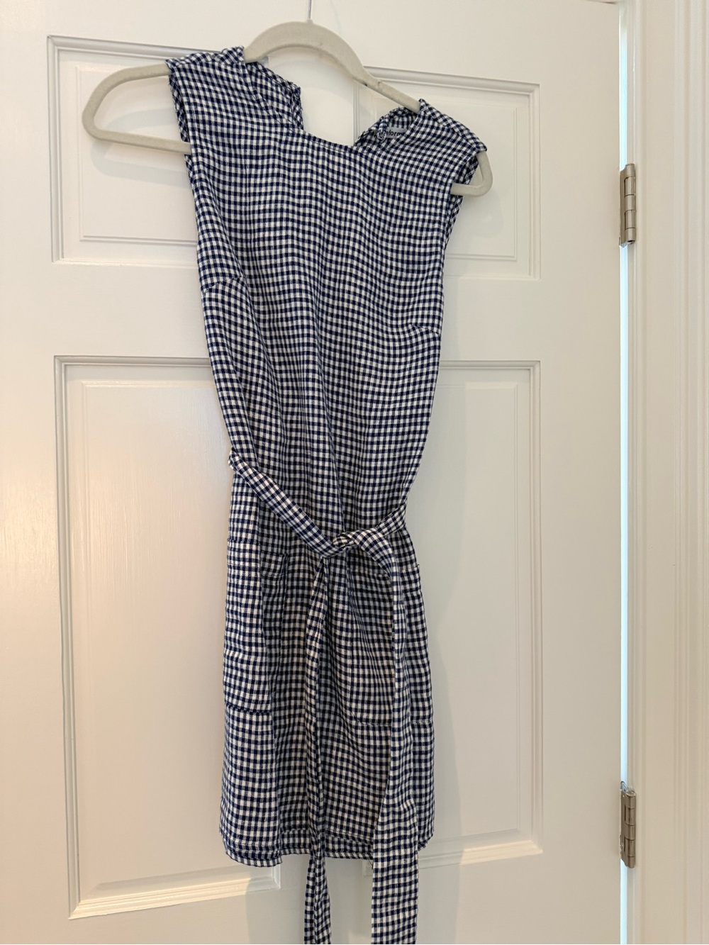 Reformation Navy & White Gingham Tie-Waist Mini Dress
